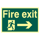 ASEC `Fire Exit` 200mm x 300mm PVC Self Adhesive Photo luminescent Sign