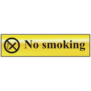 ASEC `No Smoking` 200mm x 50mm Gold Self Adhesive Sign