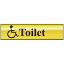 ASEC `Disabled Toilet` 200mm x 50mm Gold Self Adhesive Sign