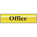 ASEC `Office` 200mm x 50mm Gold Self Adhesive Sign