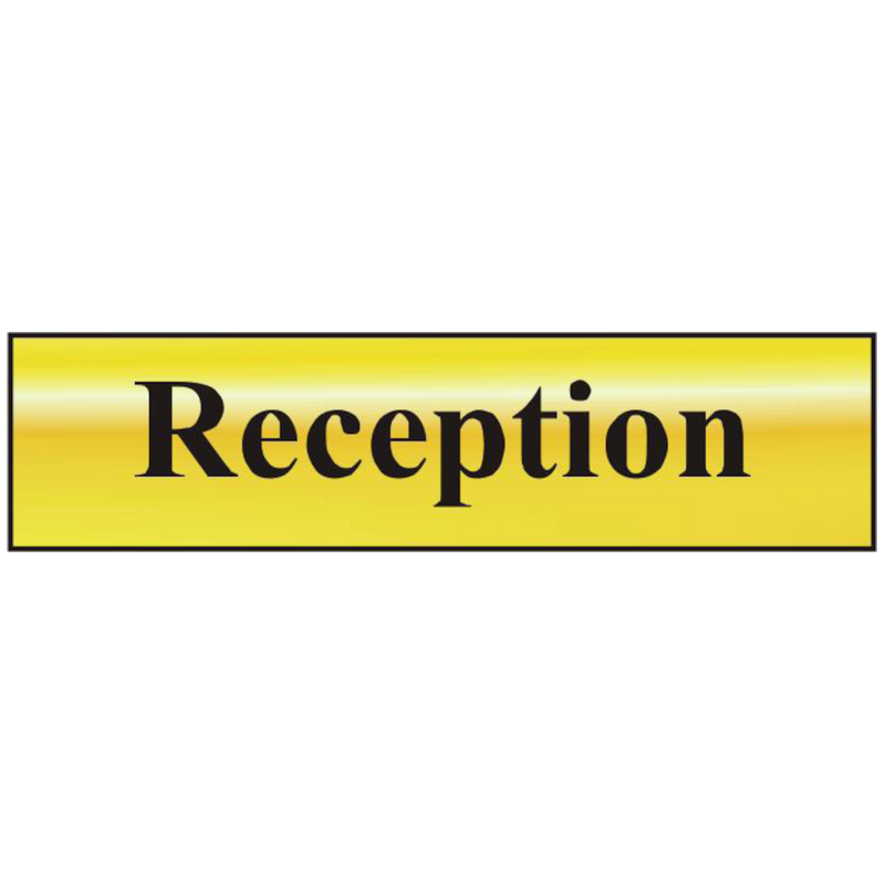ASEC `Reception` 200mm x 50mm Gold Self Adhesive Sign
