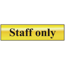 ASEC `Staff Only` 200mm x 50mm Gold Self Adhesive Sign