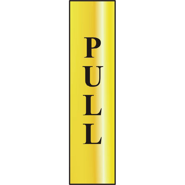 ASEC `Pull` 200mm x 50mm Gold Self Adhesive Sign