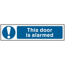 ASEC `This Door Is Alarmed` 200mm x 50mm PVC Self Adhesive Sign