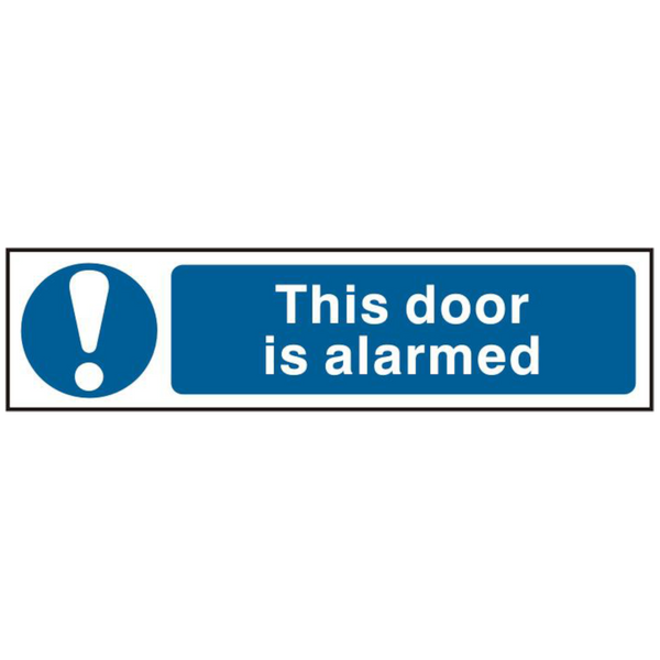 ASEC `This Door Is Alarmed` 200mm x 50mm PVC Self Adhesive Sign