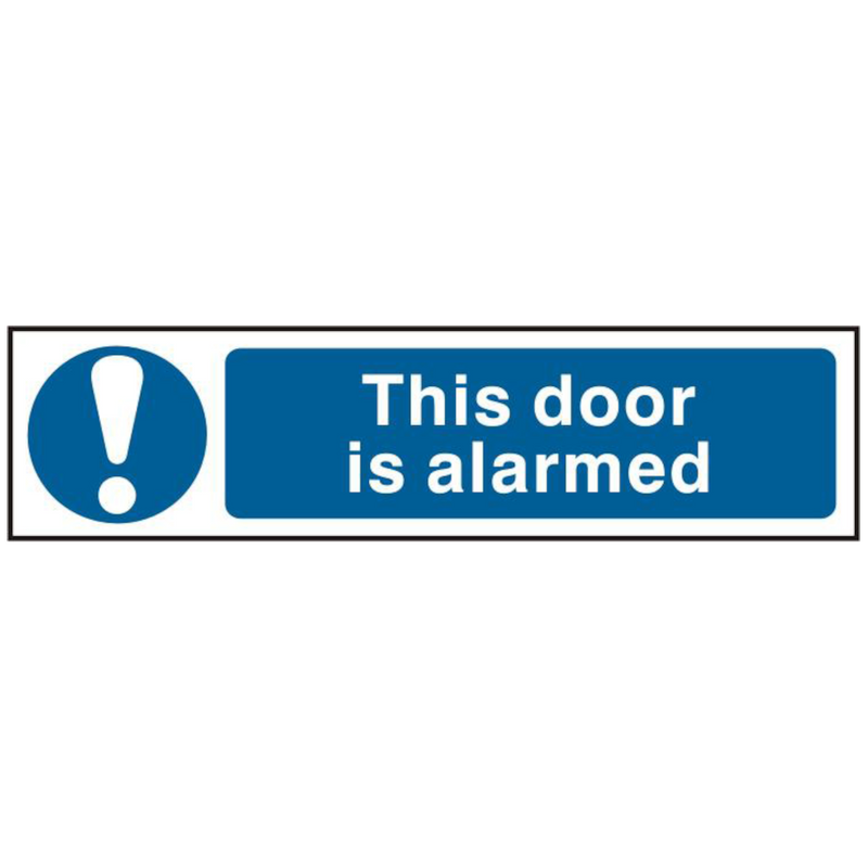 ASEC `This Door Is Alarmed` 200mm x 50mm PVC Self Adhesive Sign