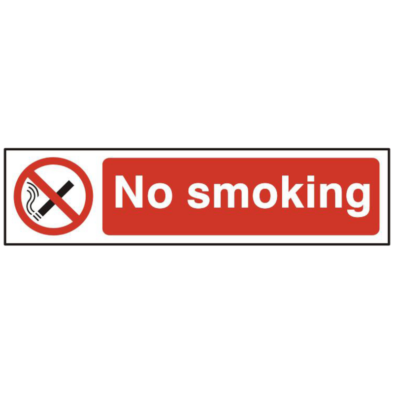 ASEC `No Smoking` 200mm x 50mm PVC Self Adhesive Sign