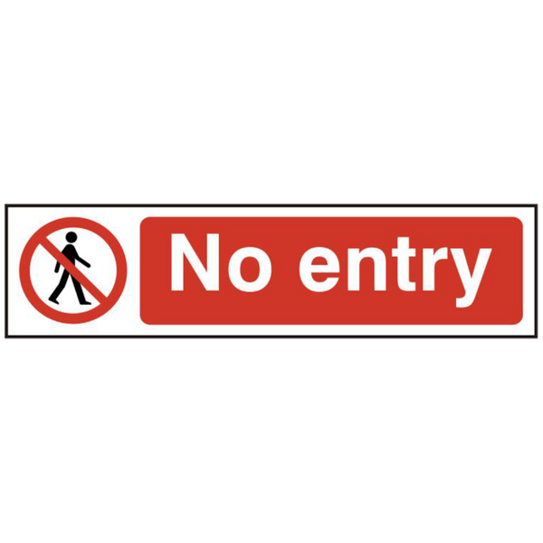 ASEC `No Entry` 200mm x 50mm PVC Self Adhesive Sign