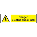 ASEC `Danger Electric Shock Risk` 200mm x 50mm PVC Self Adhesive Sign