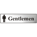 ASEC `Gentlemen` 200mm x 50mm Chrome Self Adhesive Sign