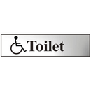 ASEC `Disabled Toilet` 200mm x 50mm Chrome Self Adhesive Sign