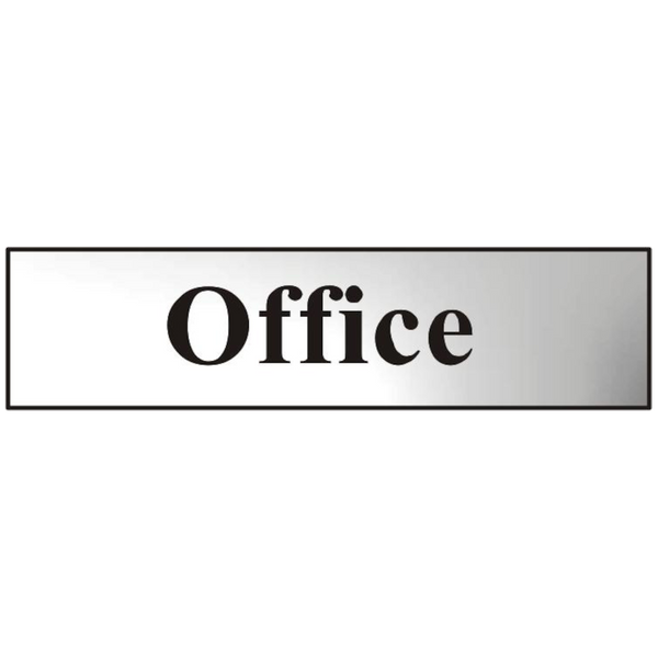 ASEC `Office` 200mm x 50mm Chrome Self Adhesive Sign