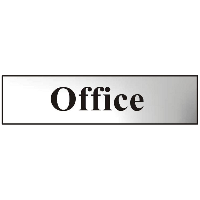 ASEC `Office` 200mm x 50mm Chrome Self Adhesive Sign