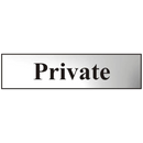 ASEC `Private` 200mm x 50mm Chrome Self Adhesive Sign