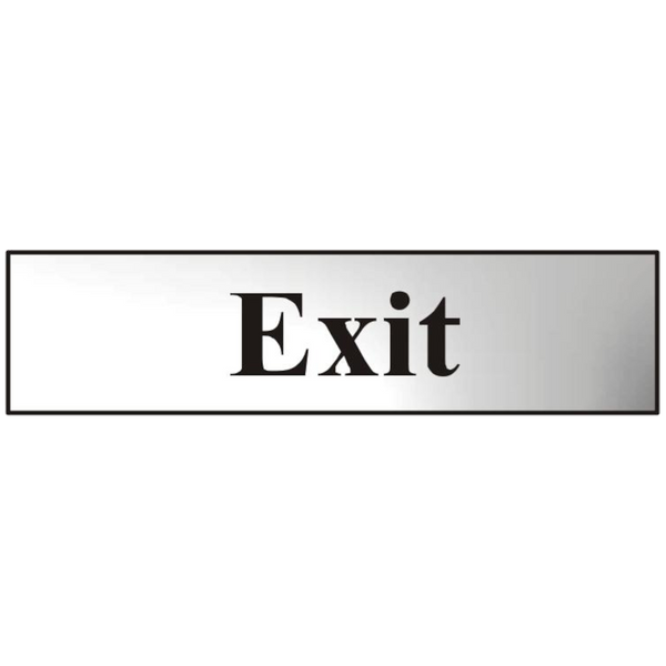 ASEC `Exit` 200mm x 50mm Chrome Self Adhesive Sign