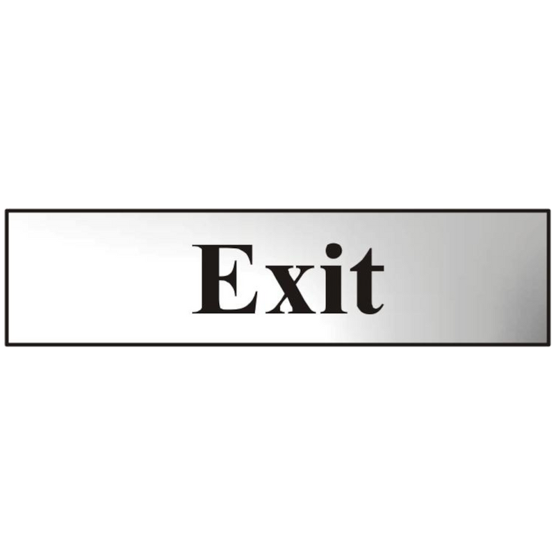 ASEC `Exit` 200mm x 50mm Chrome Self Adhesive Sign