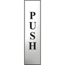ASEC `Push` 200mm x 50mm Chrome Self Adhesive Sign