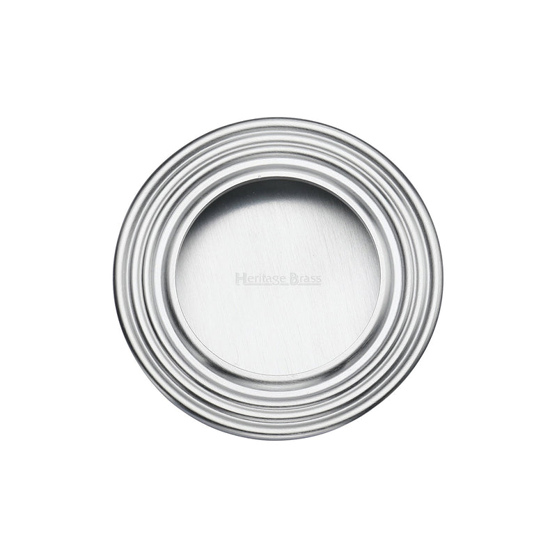 Heritage Brass Round Reeded Flush Pull