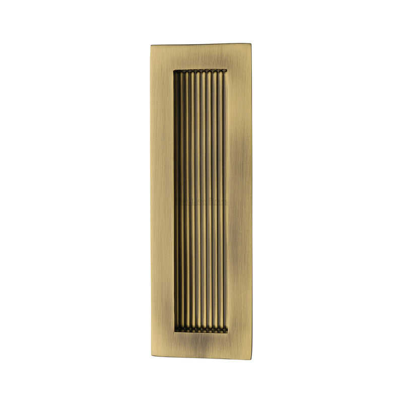 Heritage Brass Reeded Rectangular Flush Pull