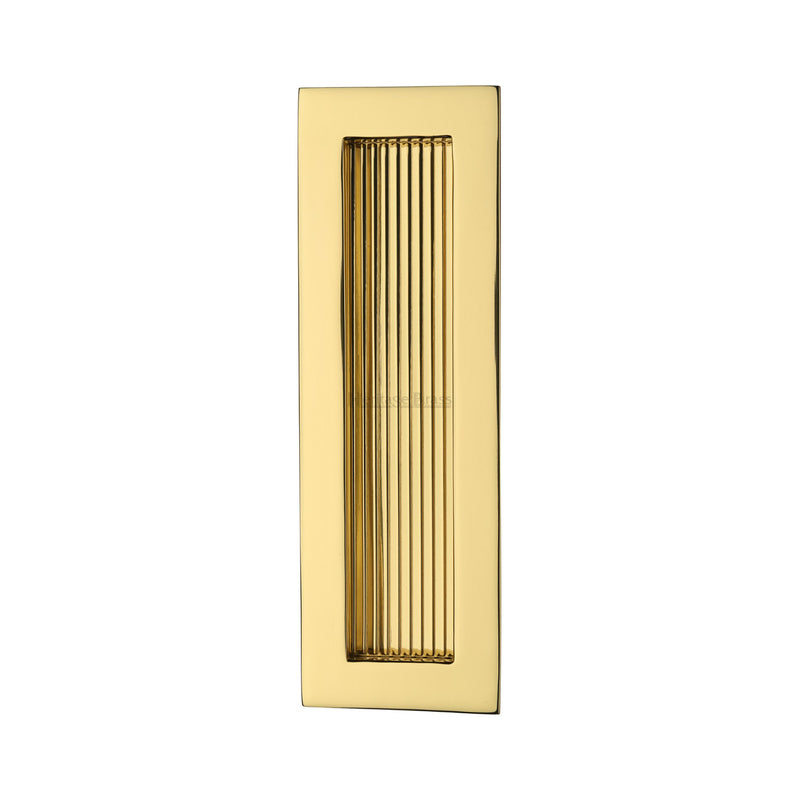 Heritage Brass Reeded Rectangular Flush Pull