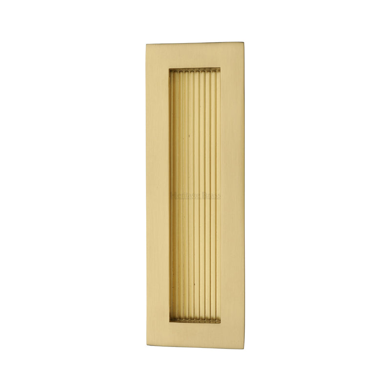 Heritage Brass Reeded Rectangular Flush Pull