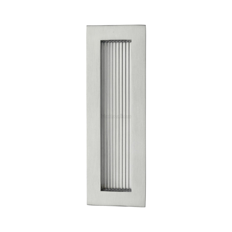 Heritage Brass Reeded Rectangular Flush Pull