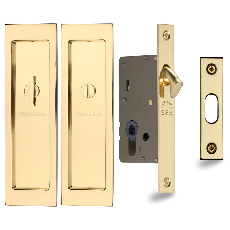 Heritage Brass Flush Pull Privacy Set