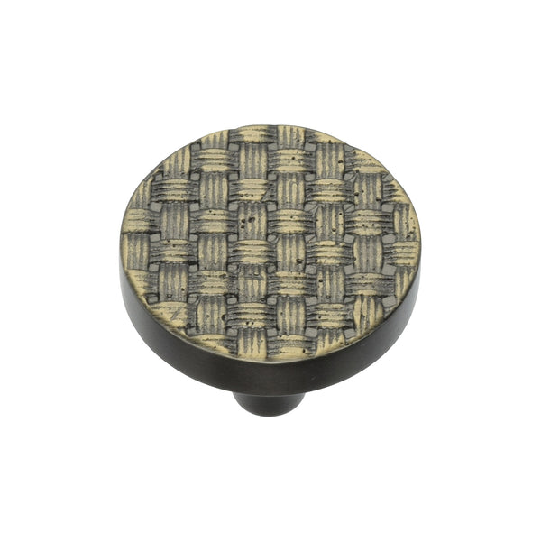Heritage Brass Round Weave Cabinet Knob