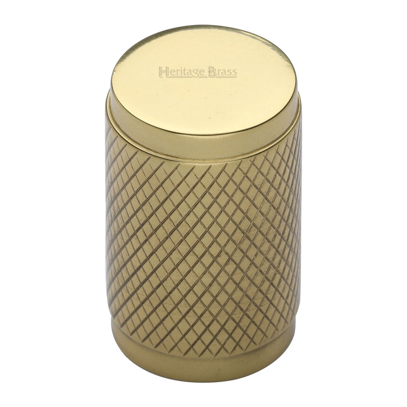 Heritage Brass Cylindric Knurled Cabinet Knob