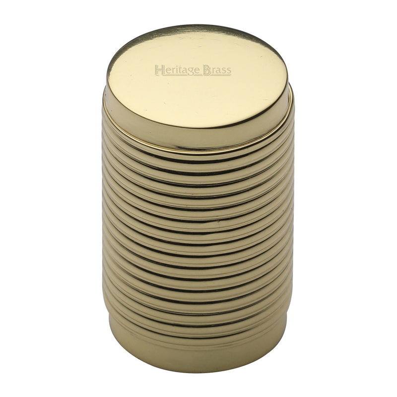 Heritage Brass Cylindric Ribbed Cabinet Knob