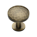 Heritage Brass Round Hammered Cabinet Knob with Rose