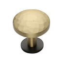 Heritage Brass Round Hammered Cabinet Knob with Rose