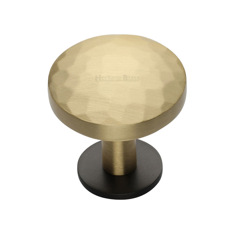 Heritage Brass Round Hammered Cabinet Knob with Rose