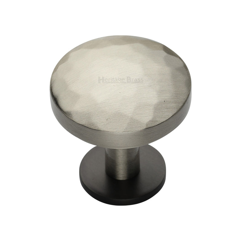 Heritage Brass Round Hammered Cabinet Knob with Rose