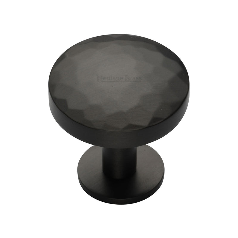 Heritage Brass Round Hammered Cabinet Knob with Rose