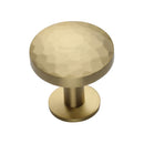 Heritage Brass Round Hammered Cabinet Knob with Rose