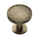 Heritage Brass Round Hammered Cabinet Knob with Rose