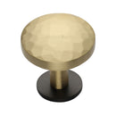 Heritage Brass Round Hammered Cabinet Knob with Rose