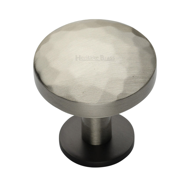 Heritage Brass Round Hammered Cabinet Knob with Rose