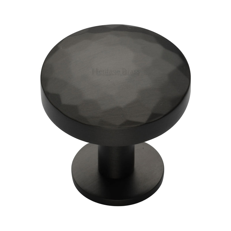 Heritage Brass Round Hammered Cabinet Knob with Rose