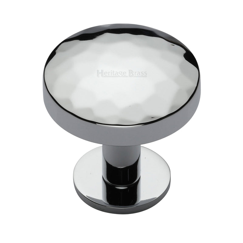 Heritage Brass Round Hammered Cabinet Knob with Rose