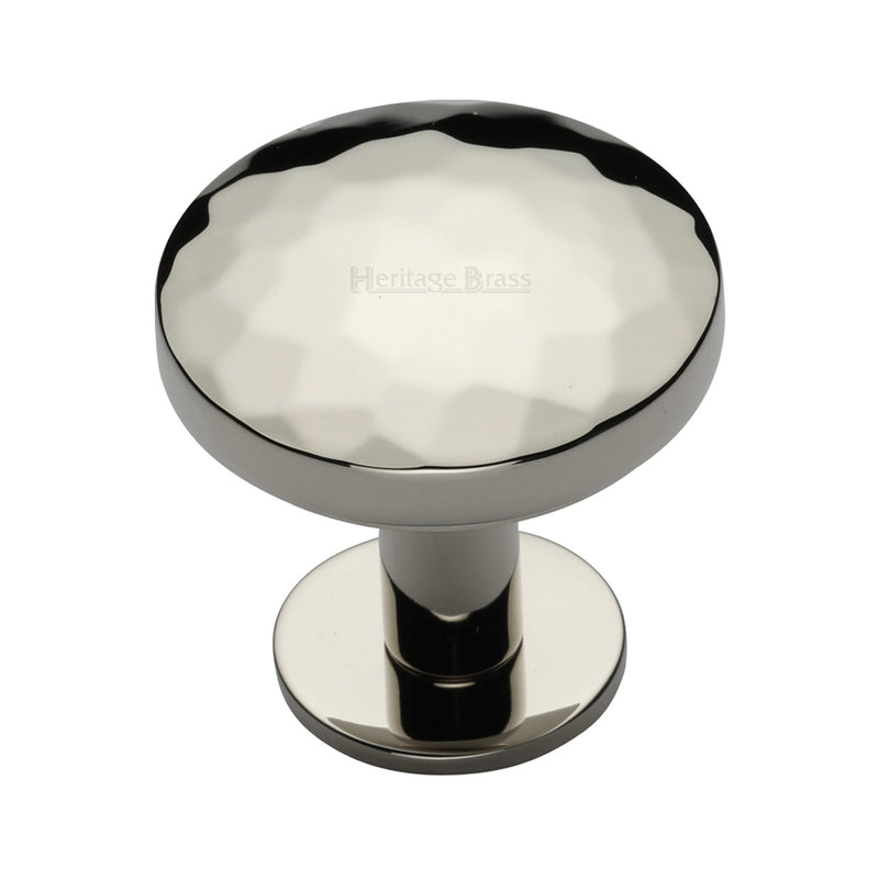 Heritage Brass Round Hammered Cabinet Knob with Rose