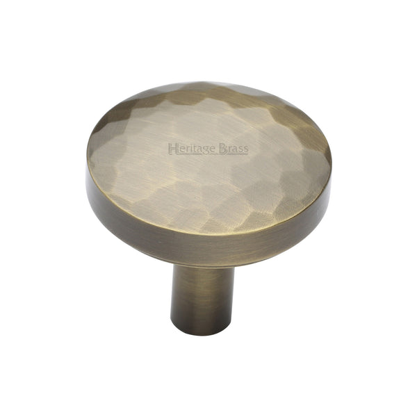 Heritage Brass Round Hammered Cabinet Knob