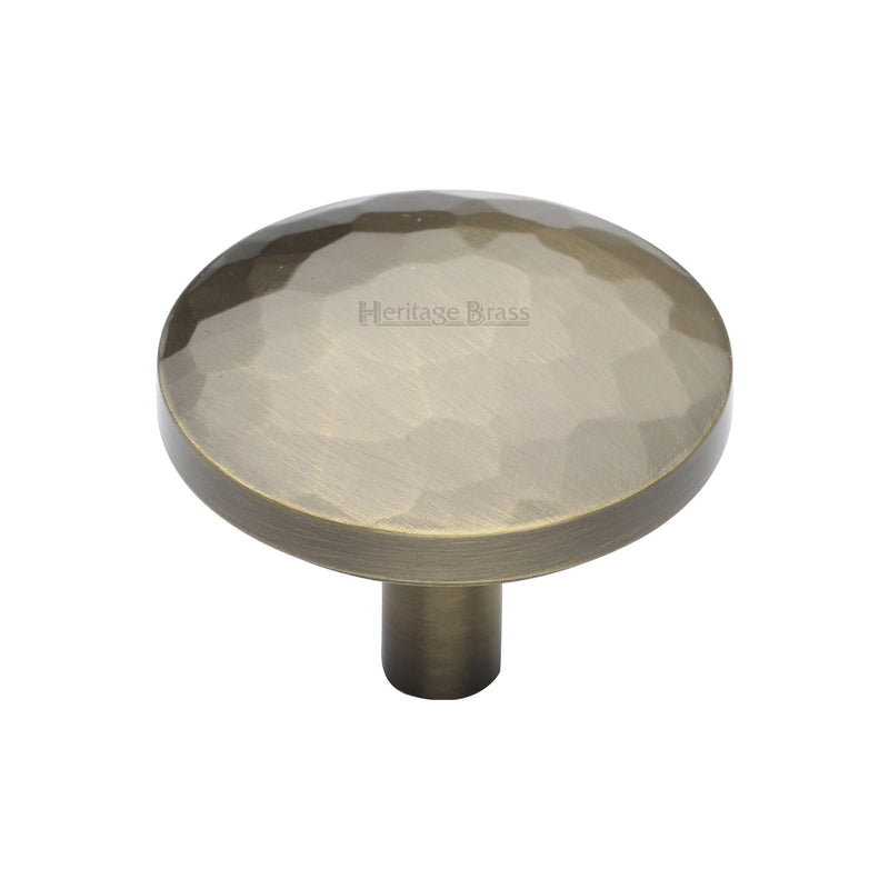 Heritage Brass Round Hammered Cabinet Knob