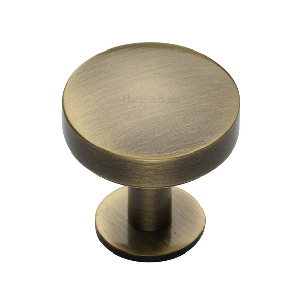 Heritage Brass Domed Disc Cabinet Knob with Rose