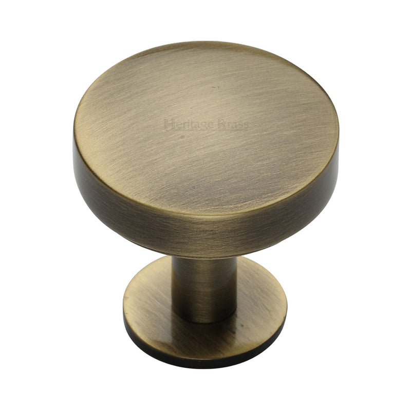 Heritage Brass Domed Disc Cabinet Knob with Rose