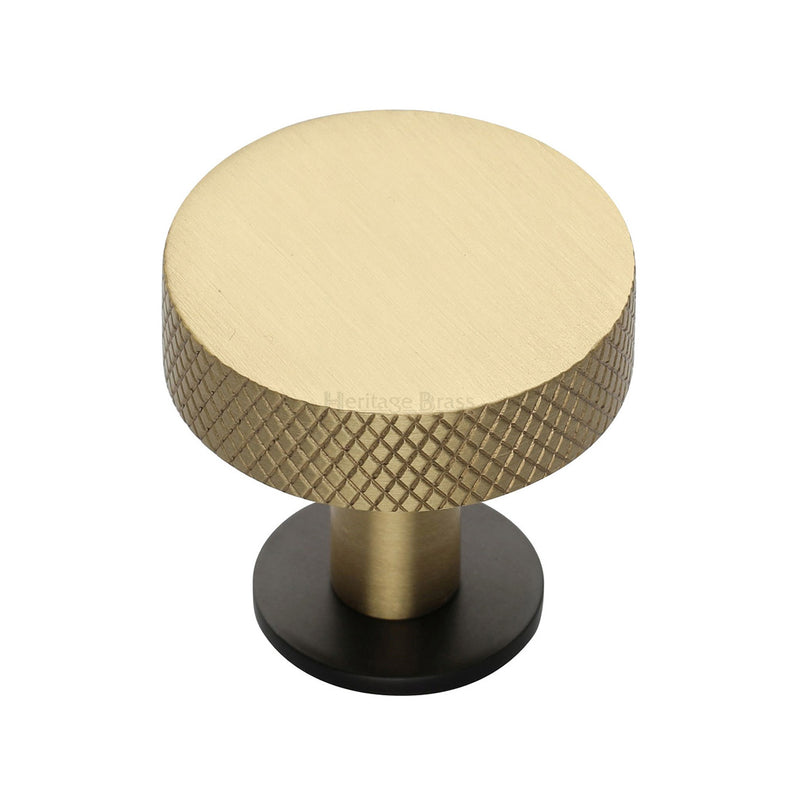 Heritage Brass Knurled Disc Cabinet Knob with Rose