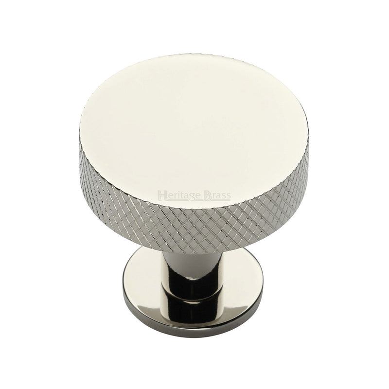 Heritage Brass Knurled Disc Cabinet Knob with Rose