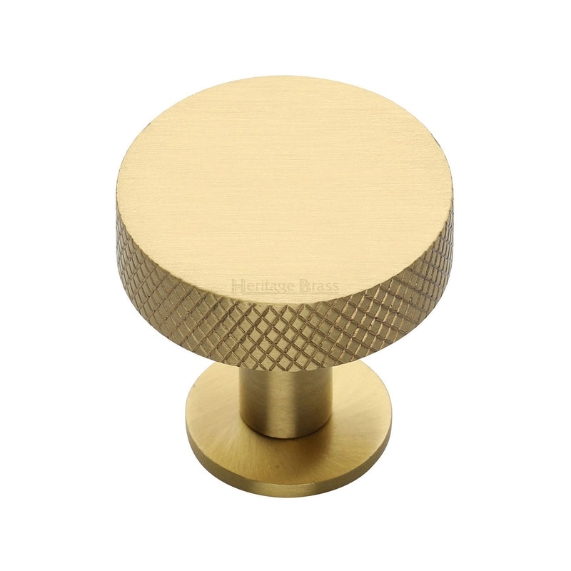 Heritage Brass Knurled Disc Cabinet Knob with Rose