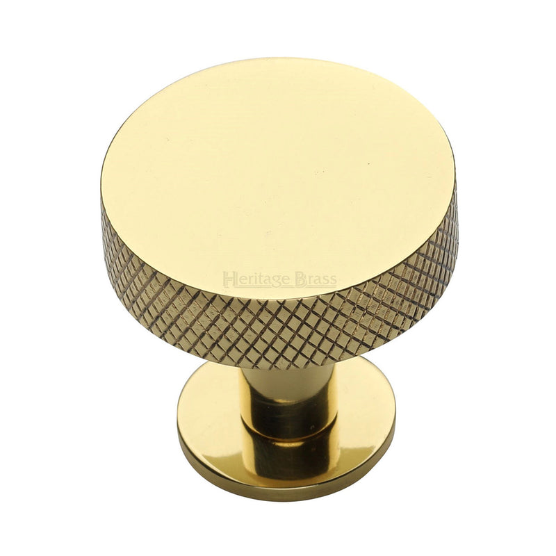 Heritage Brass Knurled Disc Cabinet Knob with Rose